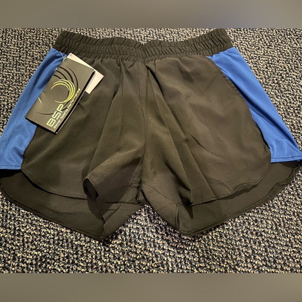 Women's Black and Blue Athletic Shorts